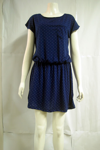 Midnite Blue cotton with tiny white stars, summer dress with elastic waist. MPOR0409-010 S$ 43.90 PTP:16.5" STH: 34.5" Waist: 26" to 32"
