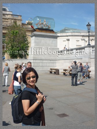 At Trafalgar Square Lord Nelson's ship in a bottle at Trafalgar Square, London