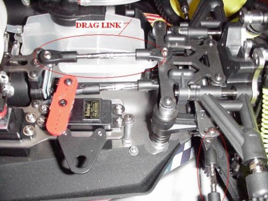 Drag links with ball and socket joints Drag links with ball and socket joints