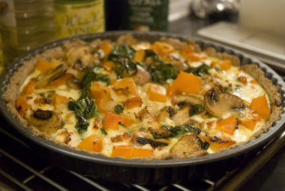 Winter Quiche - Squash, Mushrooms and Spinach