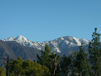 Snow on the mountains above La Canada Flintridge, California after yesterday's rains and cold temperatures
