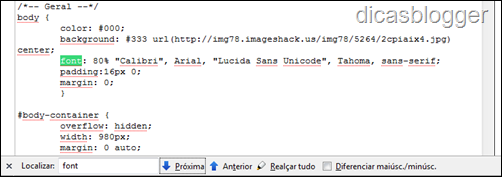 editando cores e fontes no blogger