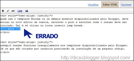 C&oacute;digo html do texto