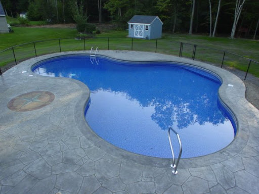 stamped concrete pool patio in Salisbury MA