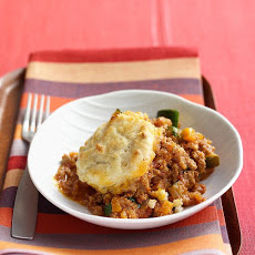 Bolognese Pie with Biscuit Topping