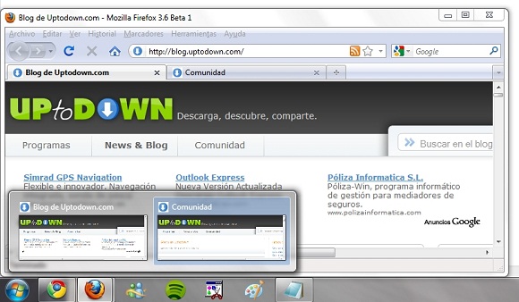 greenshot 2009 11 04 13 44 24 Firefox 3.6 añade previsualización de pestañas en Windows 7