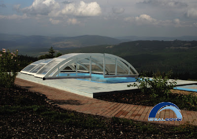 abri de piscine: prototype klasik noline abri de piscine telescopique sans rails au sol 