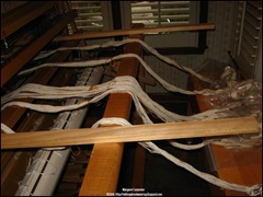 Unraddled warp from back of loom