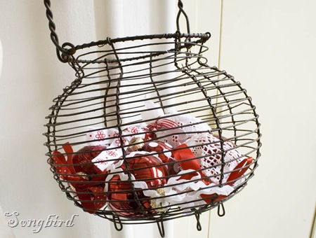 Christmas balls in eggbasket