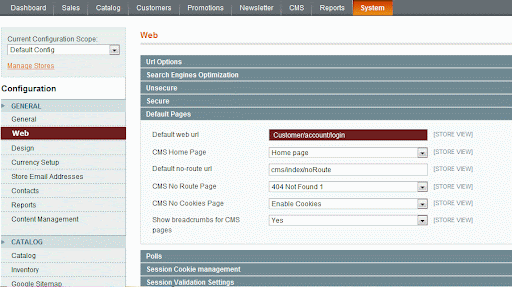 Change default Home page url to any page url in Magento