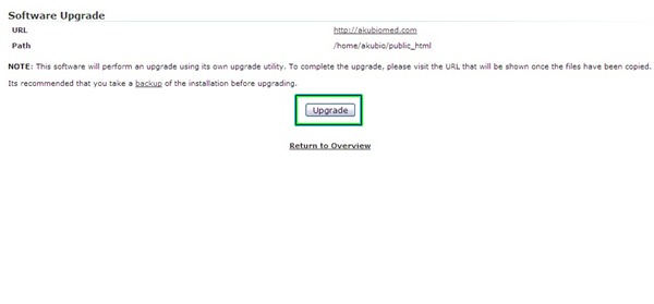 Klik butang upgrade untuk menaik taraf WordPress