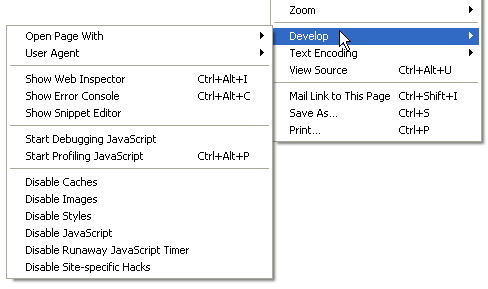 menu develop muncul pada safari windows menu develop pada safari windows