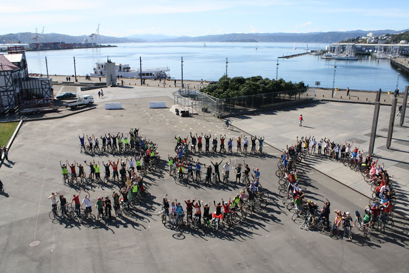Waterfront cyclists