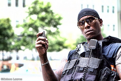 Tyrese Gibson on the set of Transformers 3 in Chicago, Il