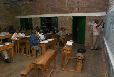 Phanuel Munezero teaching a class at FATER