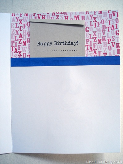 Birthday Card - Typewriter Cake - Inside