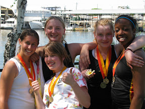 Women's novice 4 with medals (Neesa's shot)