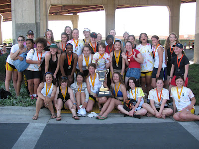 Women with medals and trophy