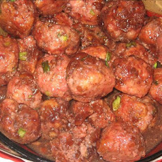 Red Currant-Glazed Ham Meatballs W/Dried Cherries