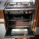 The two burner stove looks like its never been used.