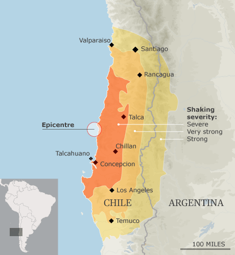 Map: trembler in Chile