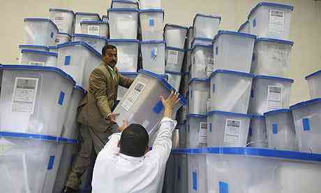 Ballot boxes at the Independent High Electoral Commission domicile in Baghdad