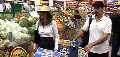 Israeli actors ready to go up as members of a strike patrol filming a blurb for a supermarket