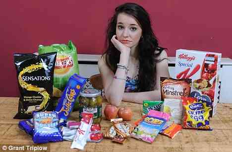 Sugar fix: Lily Elford with her diet of crisps, cakes and sweets, and the peculiar apple