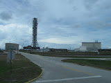 Mobile launch pad at left.  Crawler in the center.