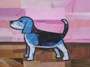 Blue Beagle by collage artist Megan Coyle