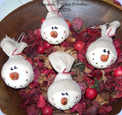 WILLA CROFT plaster n clay snowman ornies 11-22-09