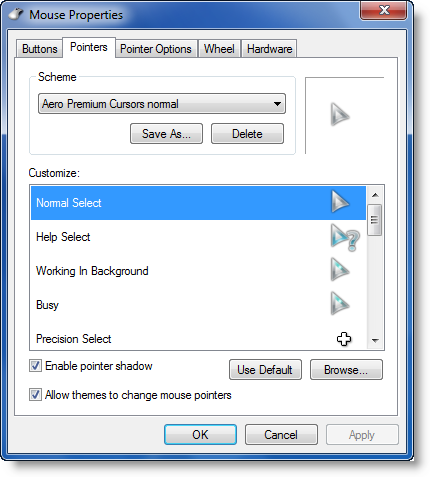 Install And Customize Windows 7 Mouse Cursors