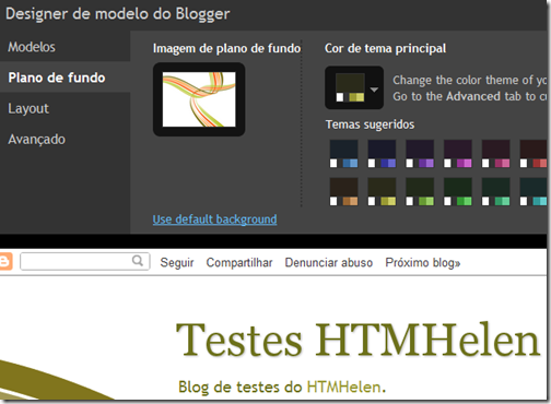 Mudar cores e plano de fundo Mudar cores e plano de fundo