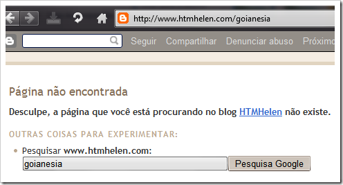 Tela de erro do Blogger Tela de erro do Blogger