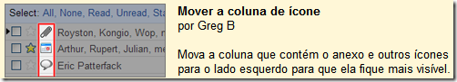 Lab Mover a coluna de ícone