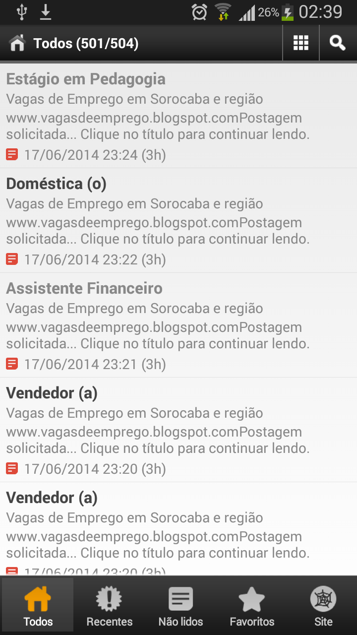 Android application Vagas de Emprego em Sorocaba screenshort