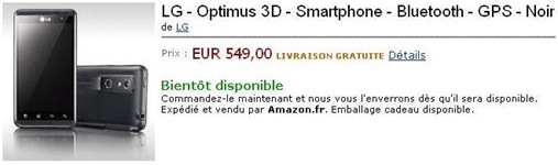 LG Optimus 3D chez Amazon LG Optimus 3D chez Amazon
