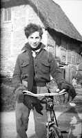 One of the evacuees from London who came to live in Upton, shown outside Owlscote Manor Farm. He helped with the cubs and scouts. His brother was Joe Loss, the band leader.