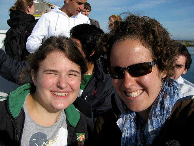 On the ferry - SUPER windy and sunny!