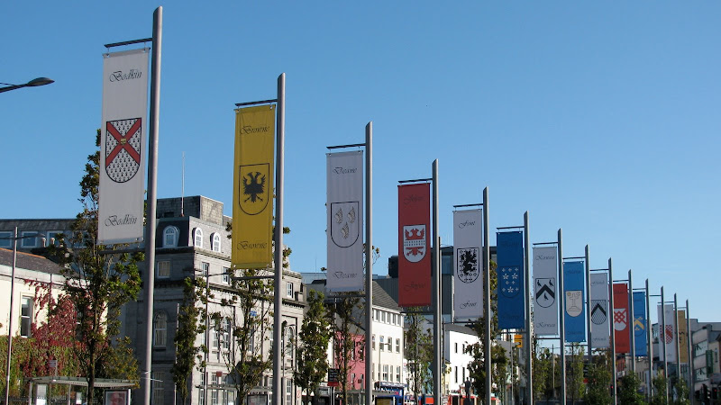 The flags of the clans in Galways City Centre
