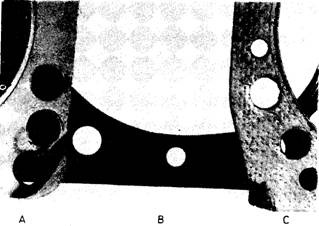 Types of head gaskets.With metal outside the asbestos.Steel core with outside coating of asbestos.Steel embossed.