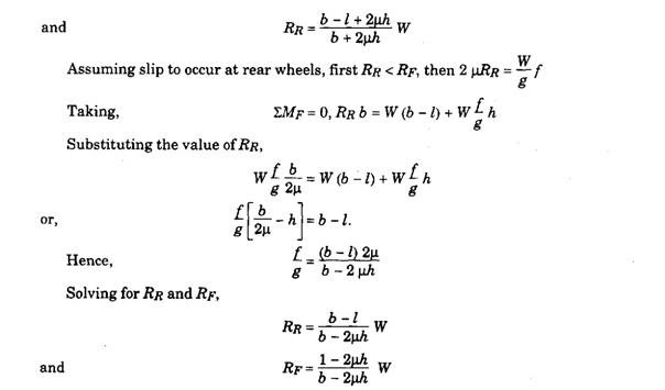 Calculation of Maximum Acceleration, Maximum Tractive Effort and Reactions  for Different Drives (Automobile)