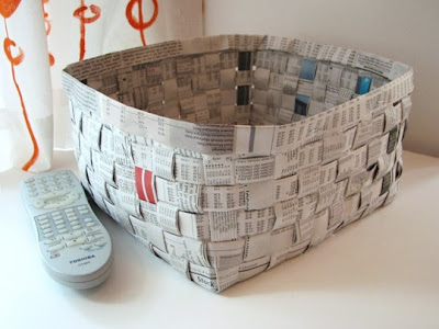 cesta%20periodico%201 Cómo hacer una cesta con periódicos reciclados