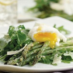Asparagus Salad Topped Poached Eggs