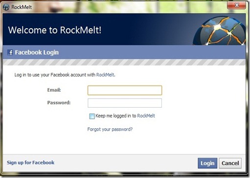 Rockmelt Facebook