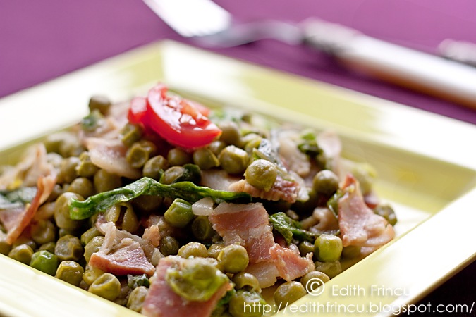 mazare cu bacon si salata 1