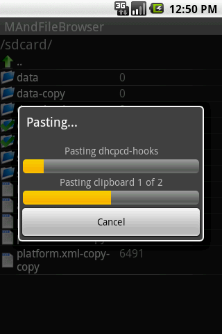 Pasting dialog