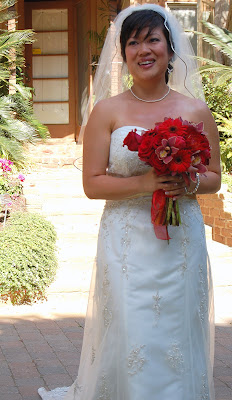 The bride walking down the aisle.