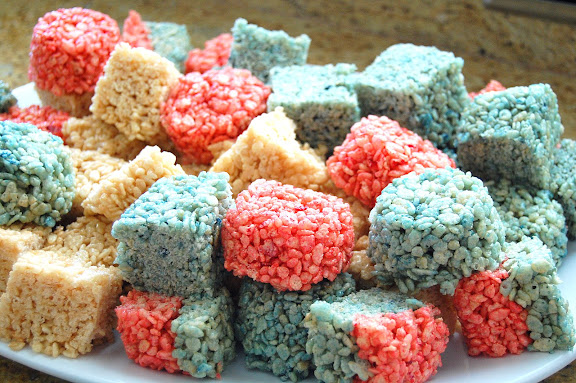 One of my contributions: Festive Rice Krispy Treats!
