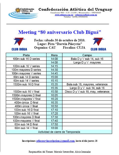 Programa meeting 80 años bigua